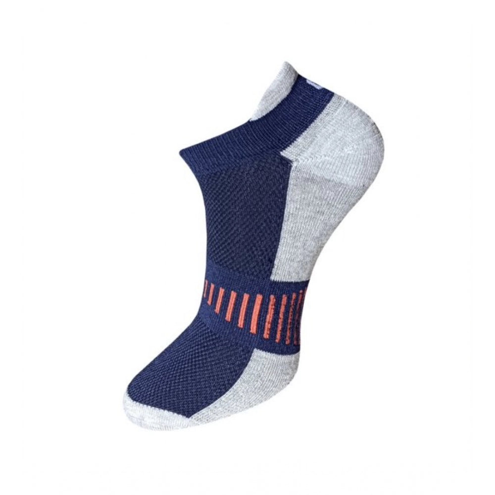 Navy & White Striped Cotton Ankle Socks - 3 Pair Set
