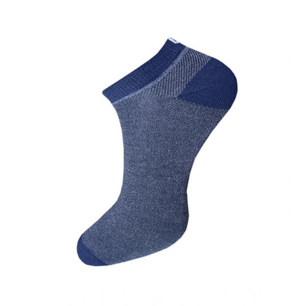 Multicolor unisex cotton ankle socks - solid pattern, 3-pair set for casual wear