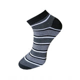 Black and white striped cotton ankle socks, casual unisex sock set.
