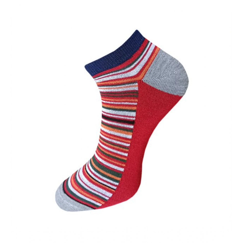 Multicolor unisex striped cotton ankle socks for casual wear