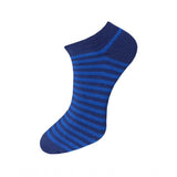 Blue striped cotton ankle socks, 3-pair set, casual, comfortable.