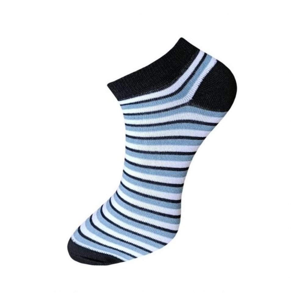 Multicolor unisex casual striped cotton ankle socks, 3 pair set for versatile style