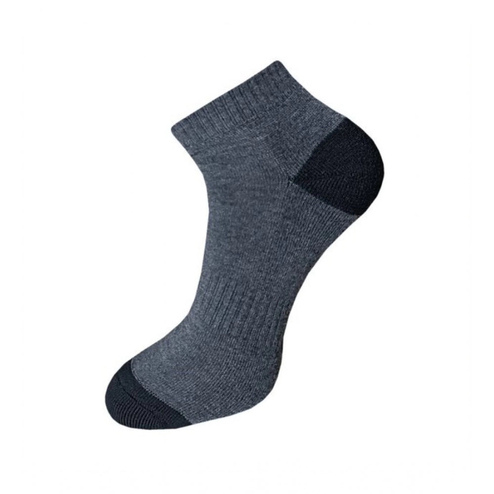 Black cotton ankle socks with reinforced heel, 3-pair set.