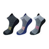3 Pair Multicolor Cotton Ankle Socks - Casual, printed, breathable, comfortable.