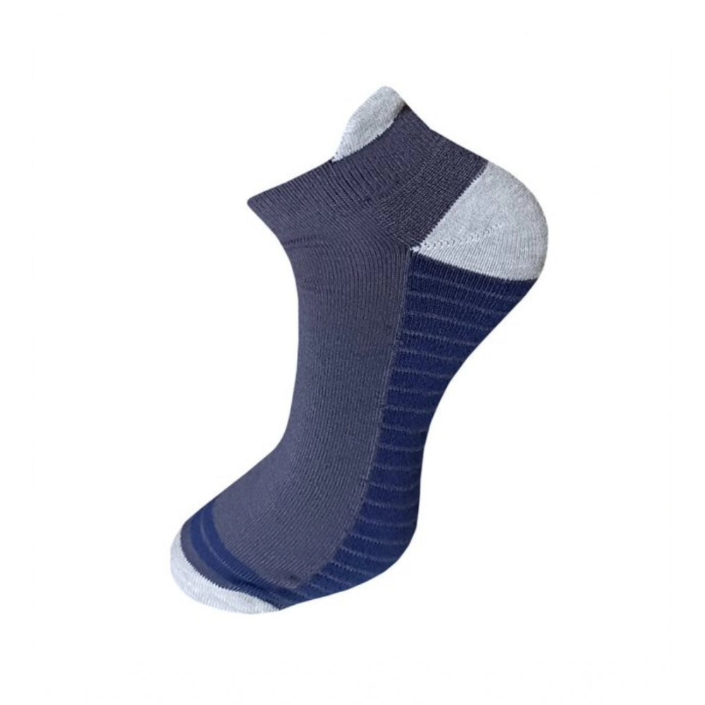 Navy blue & grey ankle socks, cotton blend, printed, unisex sock set.