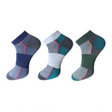 3-pair unisex striped cotton ankle socks, multicolor, casual, comfortable.