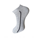 Gray ribbed ankle socks with a black stripe, cotton, unisex socks.