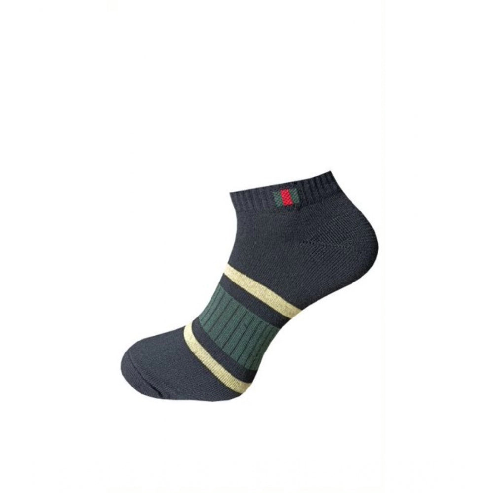 Black & green printed ankle socks, cotton, comfortable, unisex sock set.