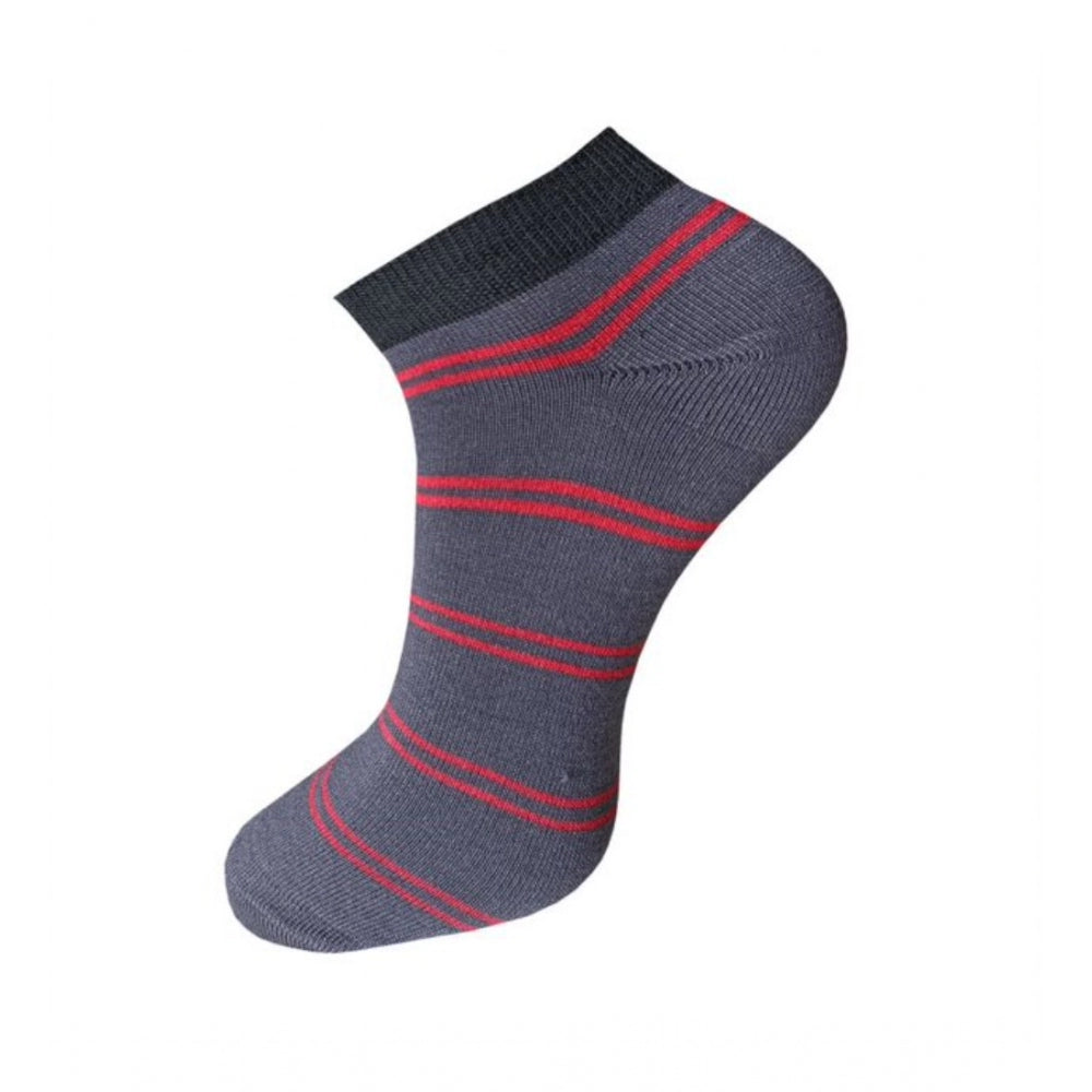 Multicolor striped cotton unisex casual ankle socks set for everyday wear