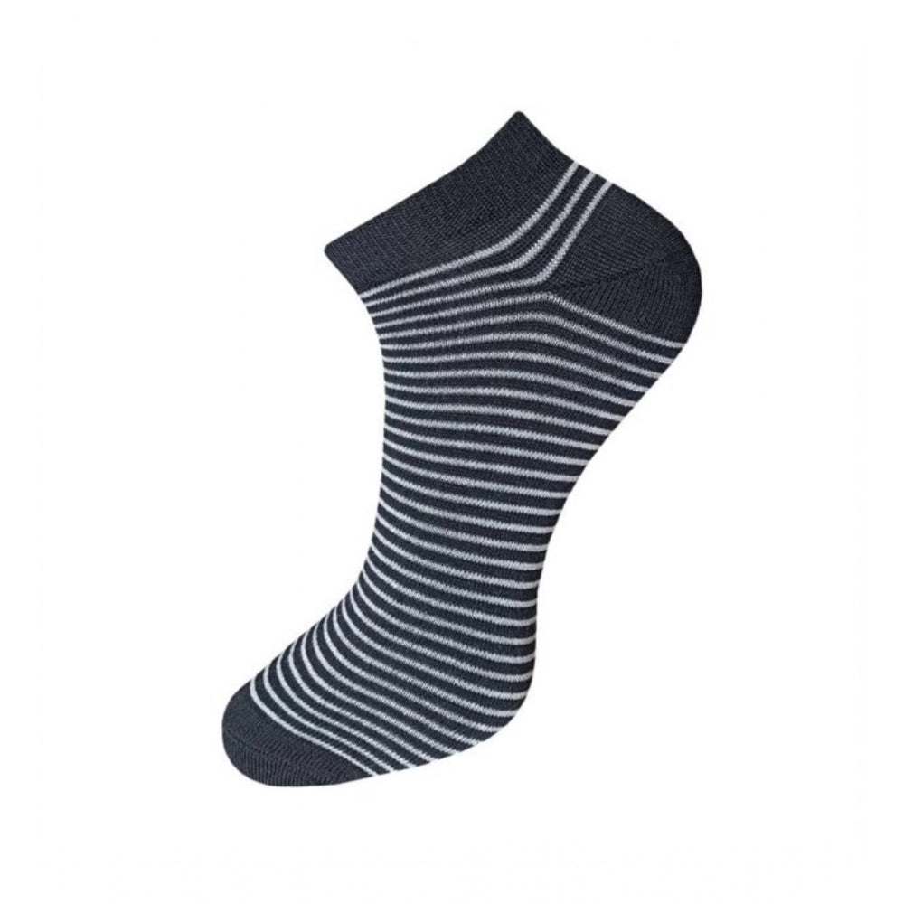 Multicolor striped unisex cotton ankle socks for casual wear