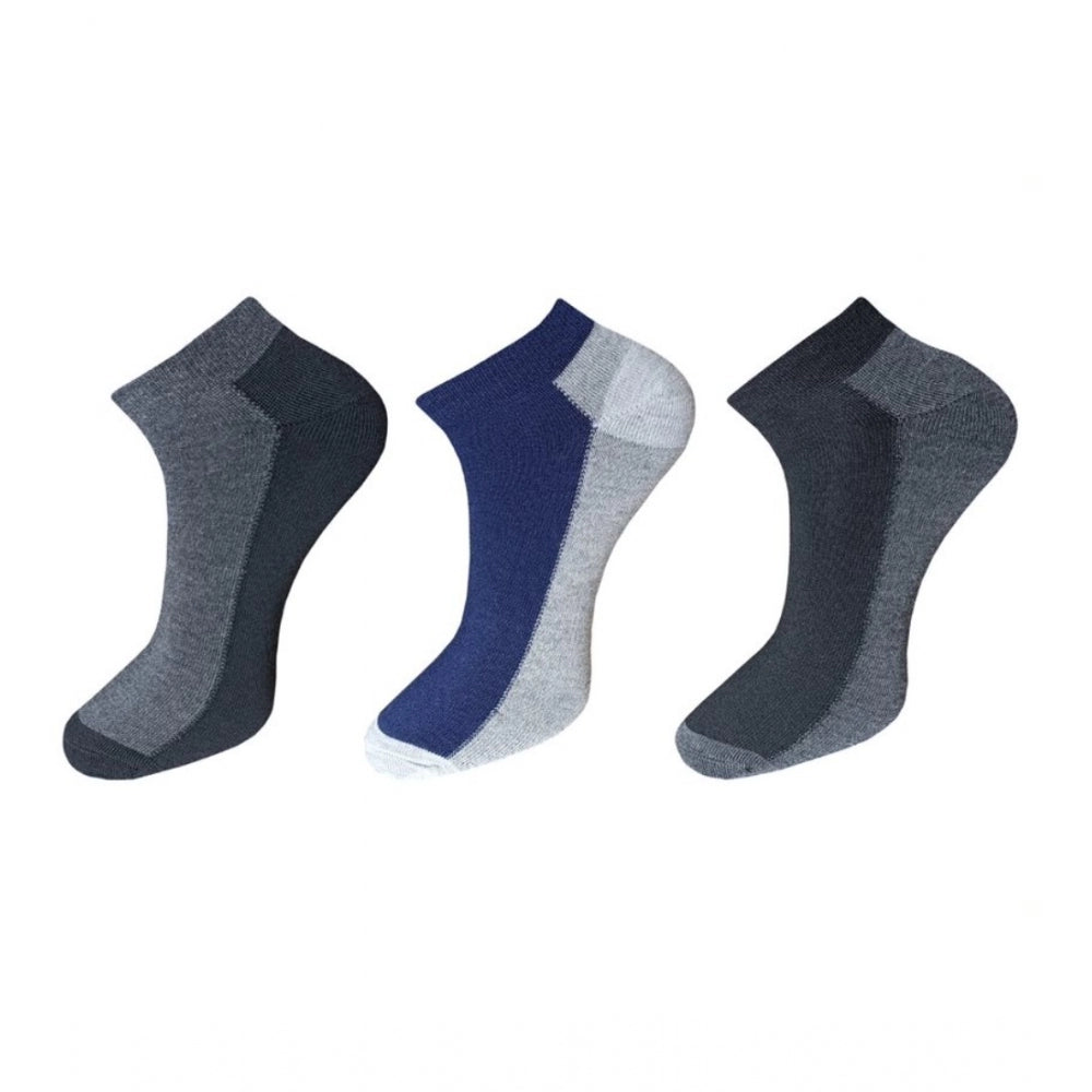 Multicolor unisex cotton ankle length solid socks set for casual wear