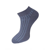 Dark blue printed cotton ankle socks, casual 3-pair set, multi-stripe design.