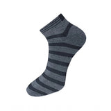 Black striped cotton ankle socks, 3-pair set, comfortable and casual.