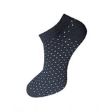 Black cotton ankle socks with white polka dots, 3-pair unisex set.
