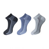 3 Unisex Cotton Socks - Blue, Gray, Black - Printed Ankle Socks