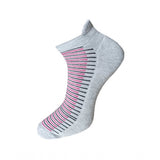 Gray striped ankle socks, cotton, set of 3, with pink accents.