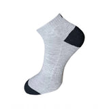 Gray cotton ankle socks with black heel, 3-pair unisex sock set.