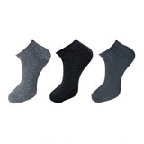Black patterned cotton ankle socks, 3-pair set, casual, comfortable.