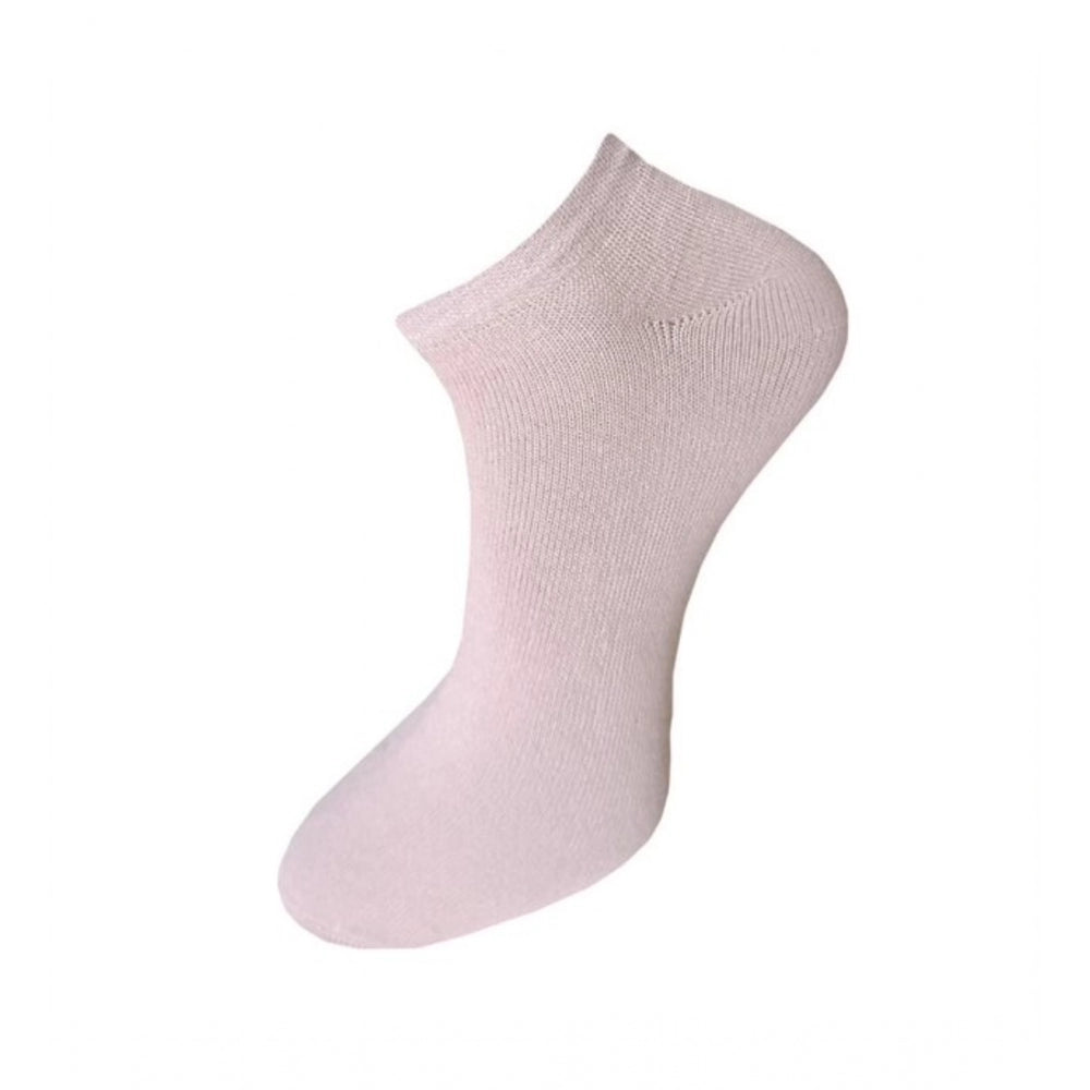 Pink cotton ankle socks, 3-pair set, soft, comfortable, casual.