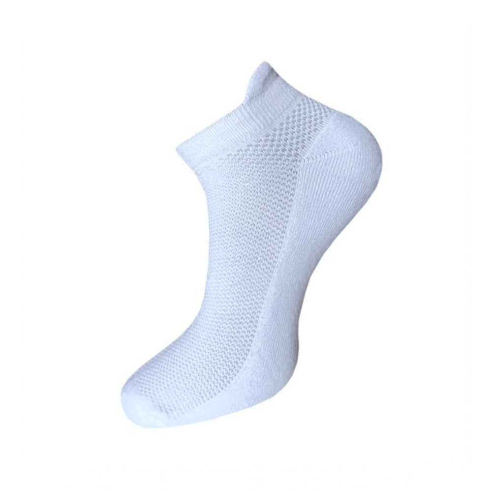 Light blue mesh ankle socks, cotton material, comfortable unisex socks.