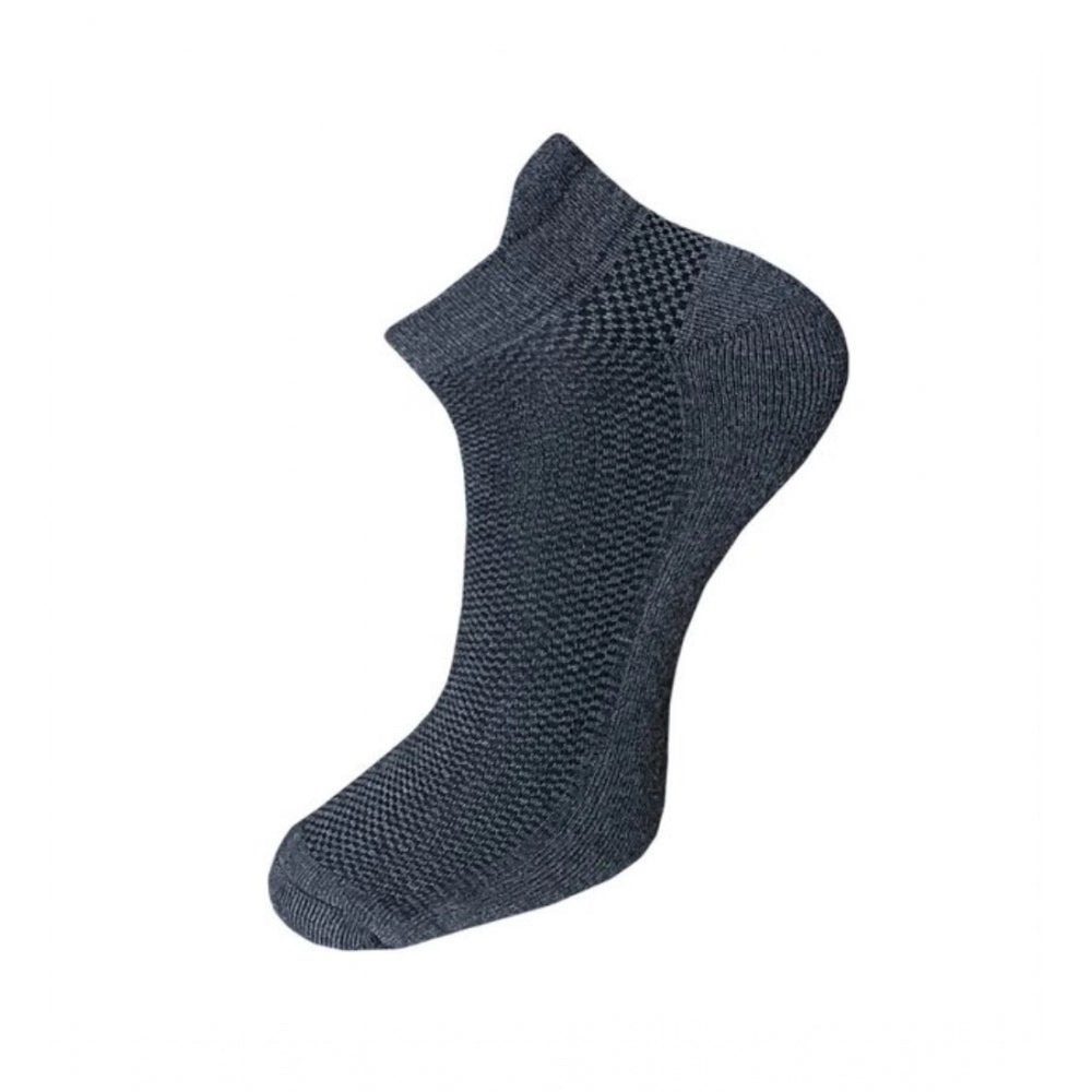 Black mesh ankle socks, comfortable cotton blend, 3-pair set.
