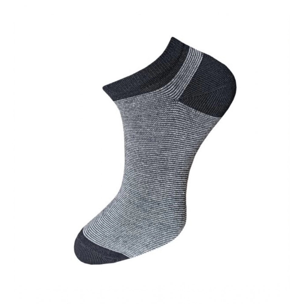 Black & white striped cotton ankle socks, casual unisex sock set.