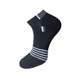 Black striped ankle socks, cotton, 3-pair set, comfortable, casual design.