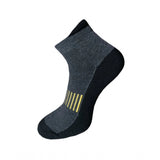 Black cotton ankle socks with yellow stripes, 3-pair set, casual style.