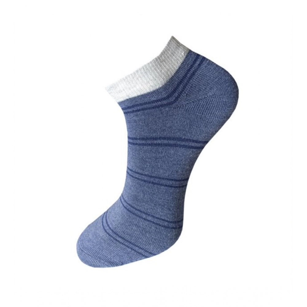Multicolor striped cotton unisex casual ankle socks set on display