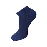 Navy blue textured cotton ankle socks, visible ribbing, unisex sock set.