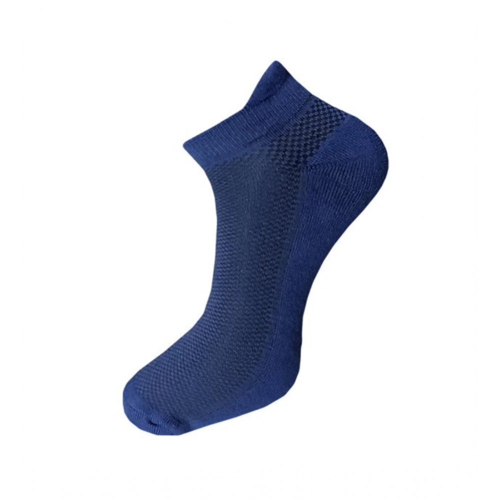 Blue cotton ankle socks, visible mesh, comfortable unisex socks.