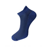 Blue cotton ankle socks, visible mesh, comfortable unisex socks.