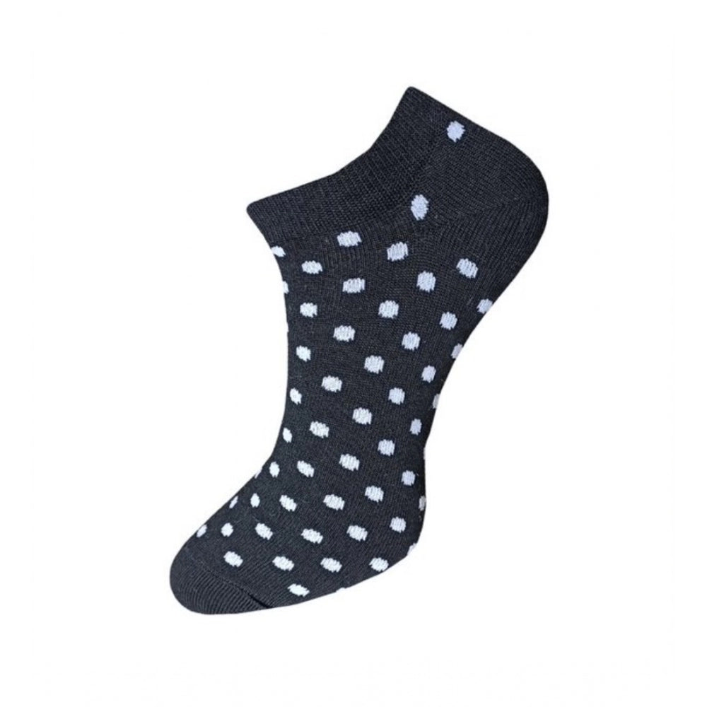 Black & white dot ankle socks, casual cotton socks, 3-pair set.