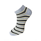 Gray and black striped ankle socks, cotton, 3 pair unisex sock set.