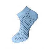 Blue cotton ankle socks with black dots, casual unisex sock set.