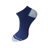 Navy blue cotton ankle socks with a gray stripe, 3-pair unisex set.