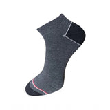 Black cotton ankle socks with a red and white trim, 3-pair set.
