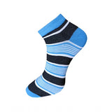 Blue & white striped cotton ankle socks, 3-pair set, casual, comfortable.