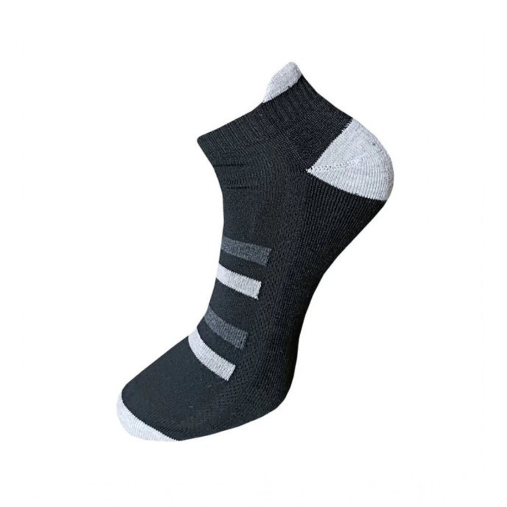 Black and white printed ankle socks, cotton, 3-pair set, comfortable.