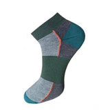 Multicolor striped cotton ankle socks, comfortable and casual, visible stripes.