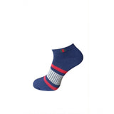 Blue & Red striped cotton ankle socks, 3-pair set, casual, printed.