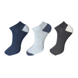 Unisex cotton ankle socks (black, gray, white) 3-pair set, solid color, comfortable fit.