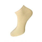 Cream solid cotton ankle socks, 3-pair set, unisex, casual comfort.