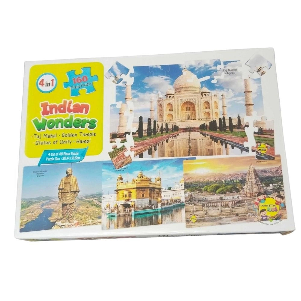 4-in-1 160 Pcs Indian Wonders Puzzle, Taj Mahal, Cardboard, Educational Toys