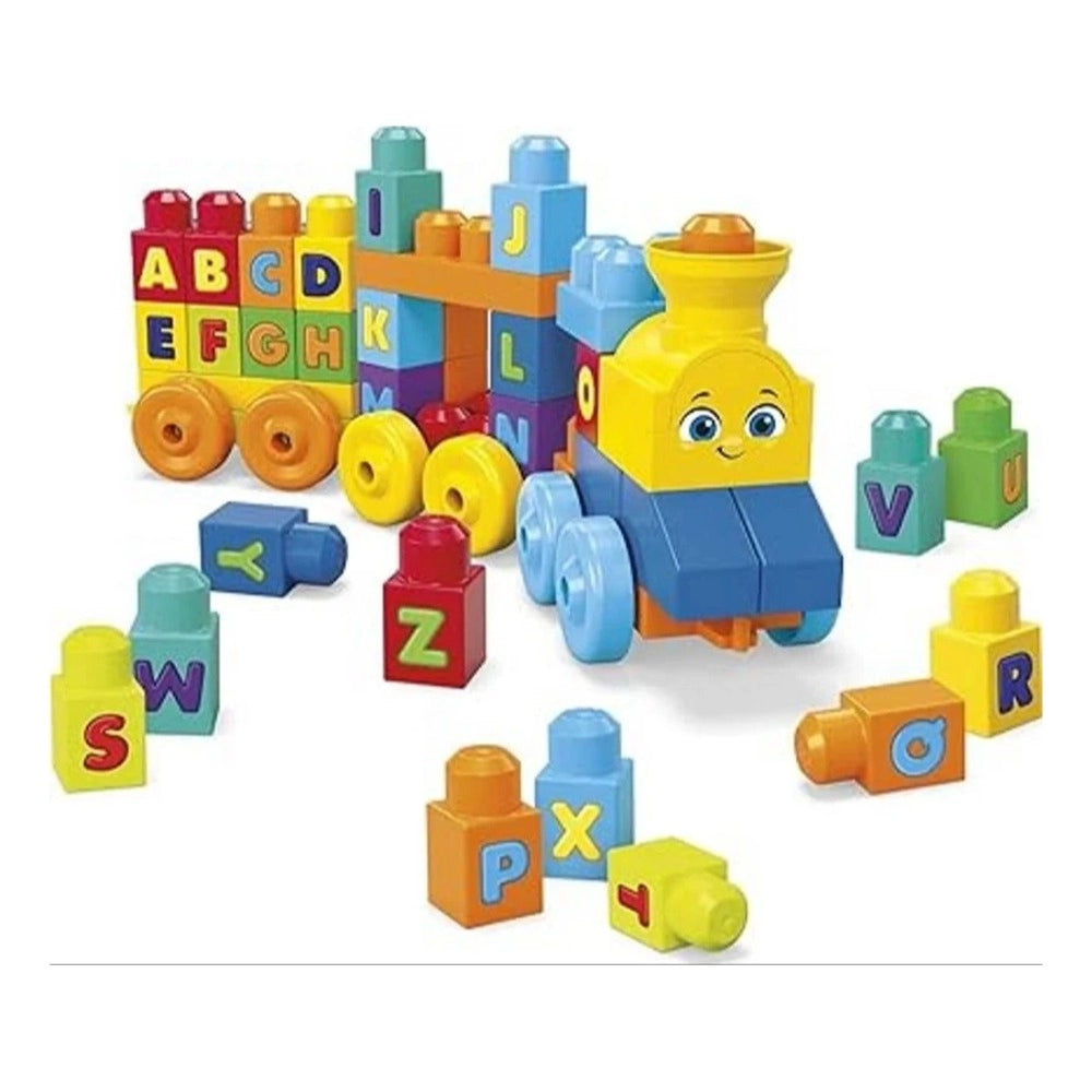 Colorful jumbo train blocks, plastic, 38pcs, bright colors, educational toy.