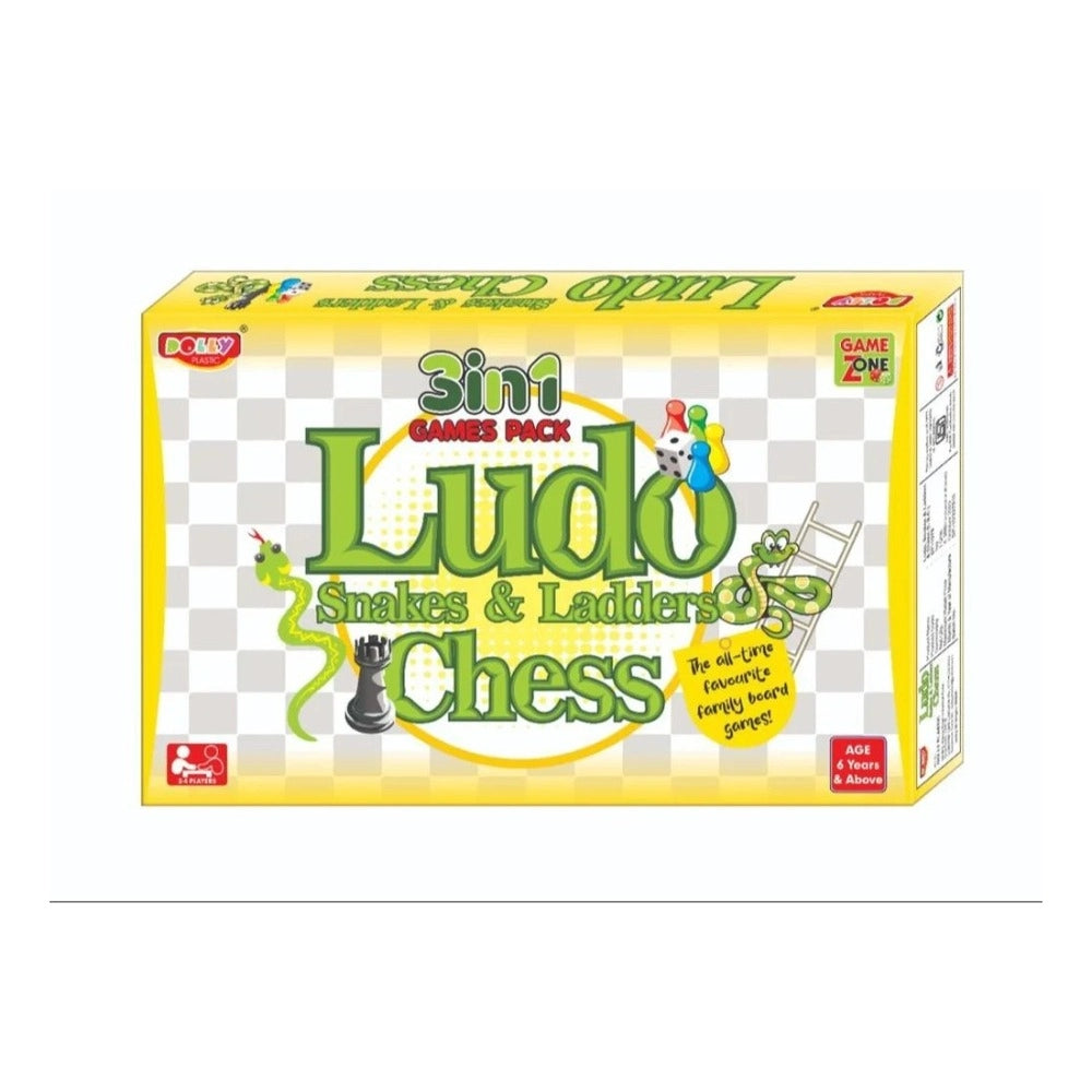 Assorted color, cardboard/plastic Ludo Snake-Ladders Chess - Ideal board game for kids 5+, encourages strategic thinking