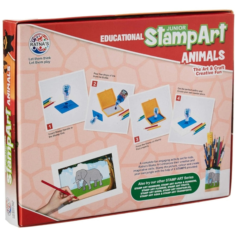 Assorted plastic stamp animal set for kids 4+ years, enhancing hand-eye coordination and cognitive skills