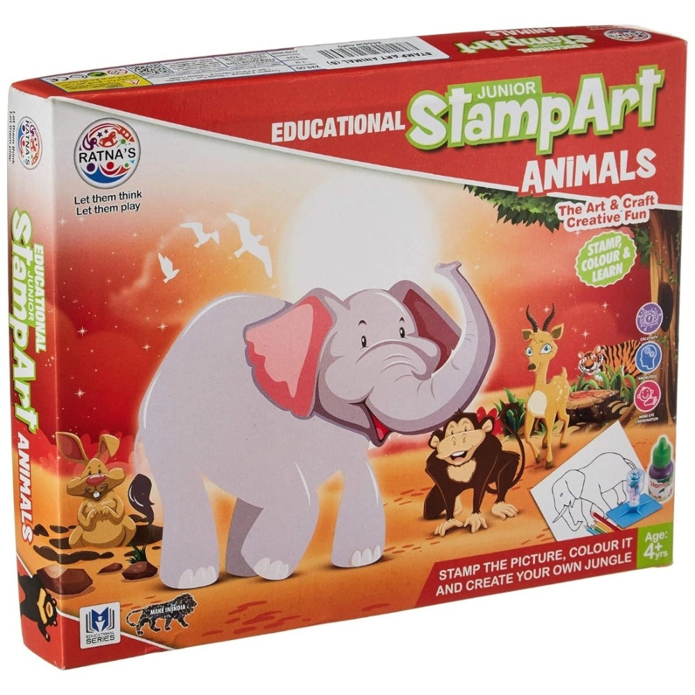 Assorted plastic stamp art-animal for educational toys (4+ years), enhancing hand-eye coordination & cognitive skills