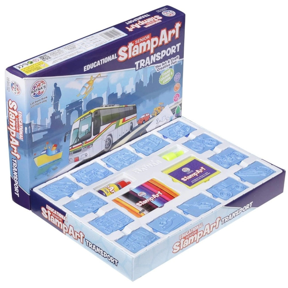 Assorted plastic stamp art-transport educational toys for kids 4+ years, enhancing cognitive skills & focus