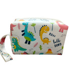 Black and white canvas pouch with a dinosaur theme, suitable for stationery, 3+ years